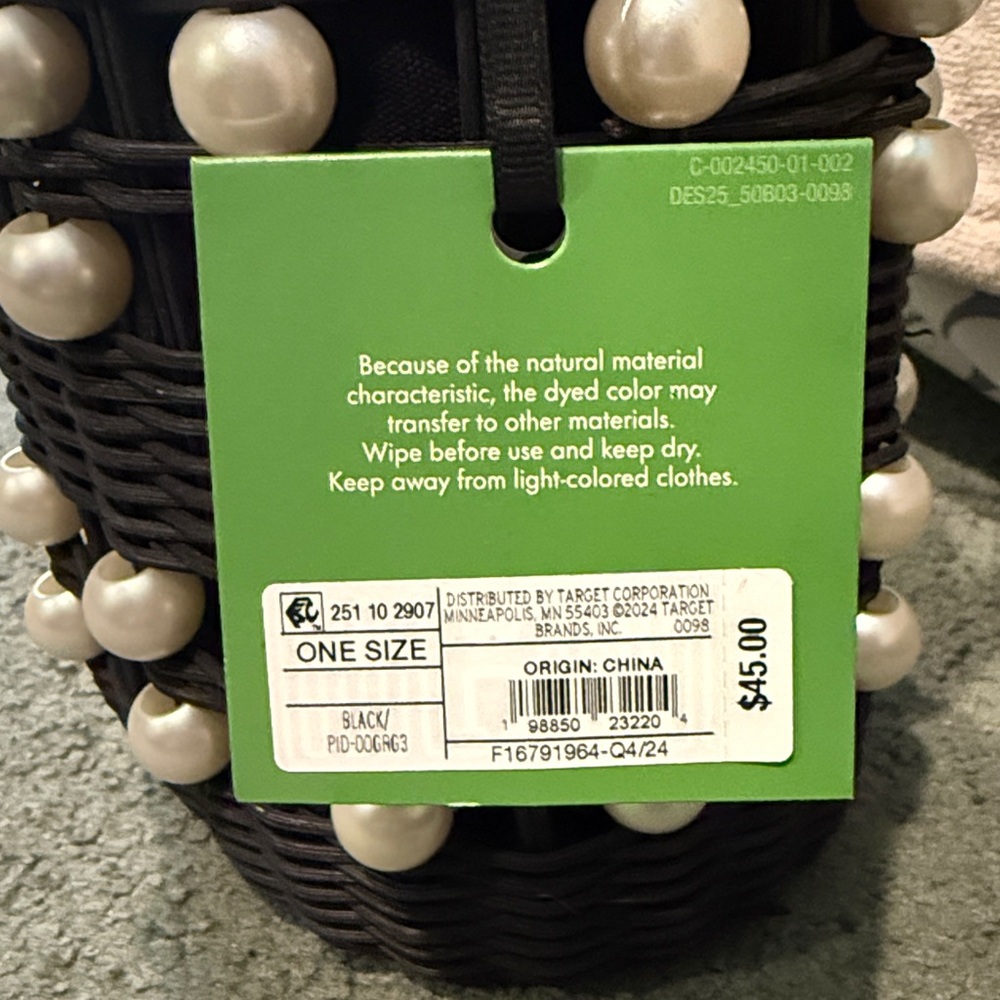 NWT Kate Spade Target Collab Black Woven Bag with Pearl Accents - Picture 4 of 7